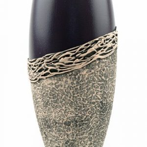 Vase ovale violet en verre peint à la main 30 cm | Vase décoratif artisanal avec décor doré | Élégance moderne pour fleurs et déco maison