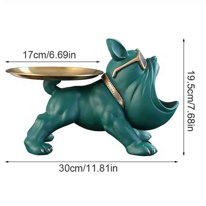 Statue bouledogue déco avec plateau de rangement design – Image 5