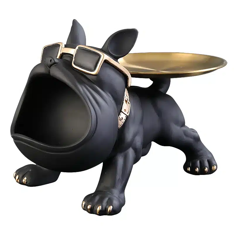 Statue bouledogue déco avec plateau de rangement design – Image 4