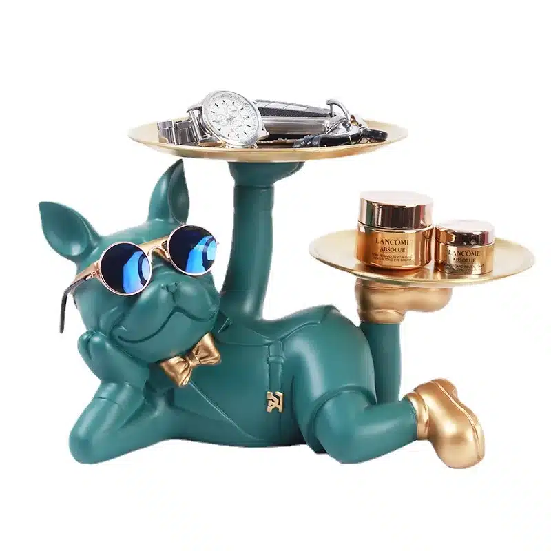 Statue bouledogue déco avec plateau de rangement design – Image 2