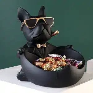 statue bouledogue déco chic en résine avec rangement