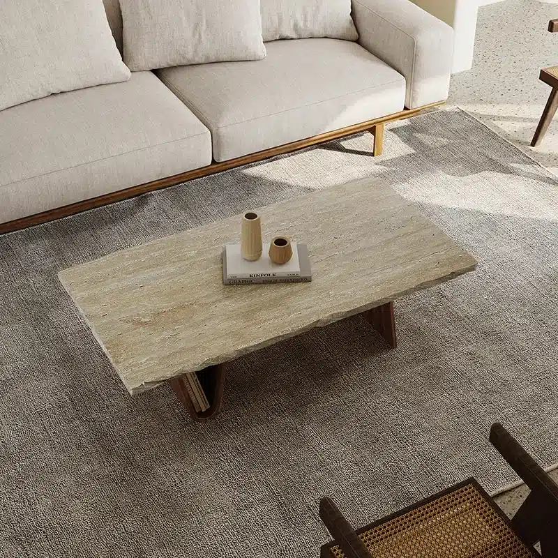 Table basse moderne en travertin – Meuble de salon design et élégant – Image 5