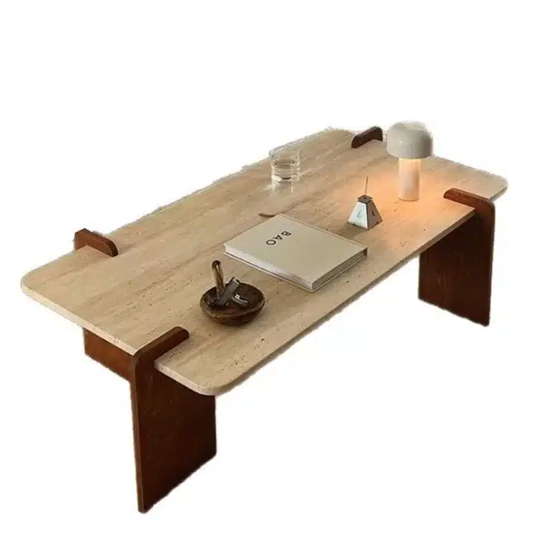 Table basse nordique en bois et pierre – Table de salon design scandinave – Image 6