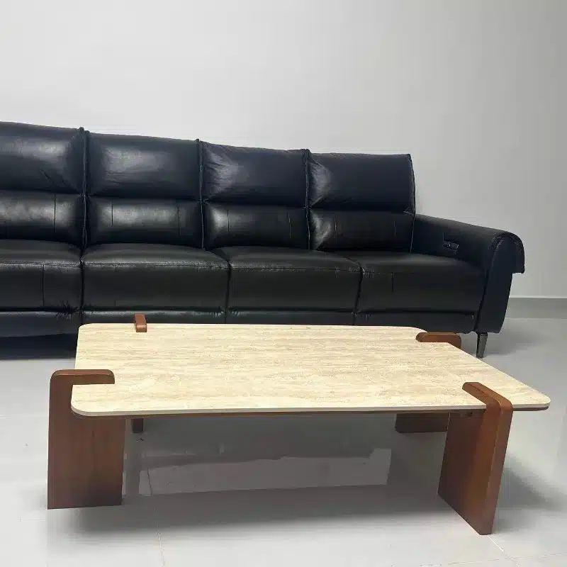 Table basse nordique en bois et pierre – Table de salon design scandinave – Image 4