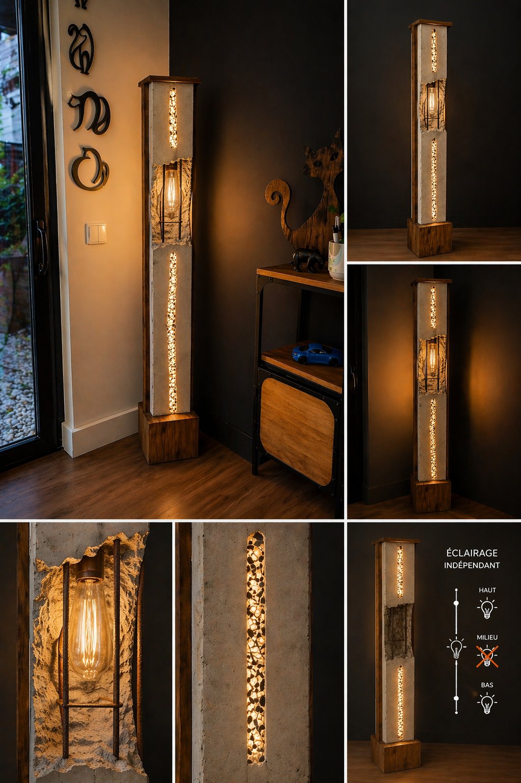luminaire mural béton design artisanal — LeMondeDeLaDeco.fr